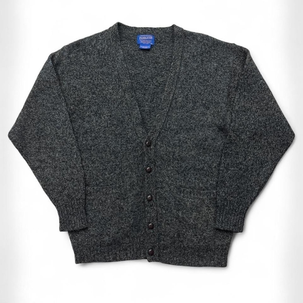 Pendleton Cardigan Sweater 100% Shetland Virgin Wool V-Neck Wooden Buttons Sz M